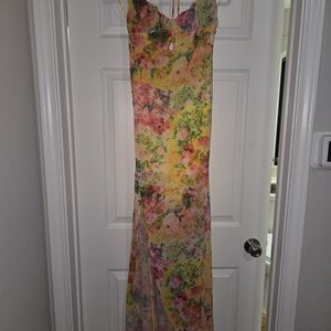 Fashion Nova Yellow and Pink Floral Dress